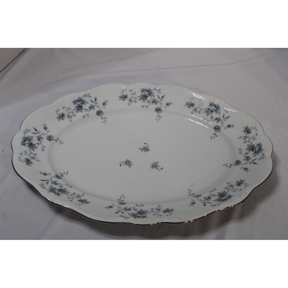 Johann Haviland Blue Garland Large Oval Platter Bavaria Germany Fine China 15"